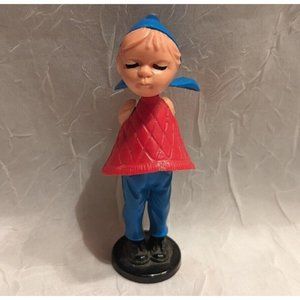 Vtg 60s Magneto Kissing Doll West Germany Bobblehead Miniature Girl Eyes Closed